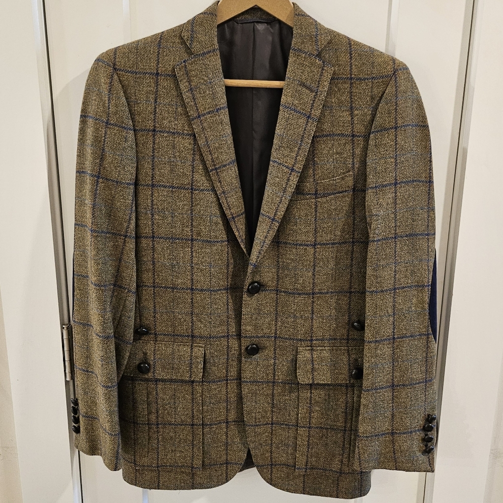 Classic Brown Plaid Men's Blazer